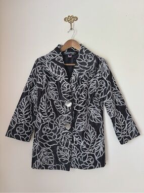 Painted Pony Black Botanical Embroidered Jacket XS